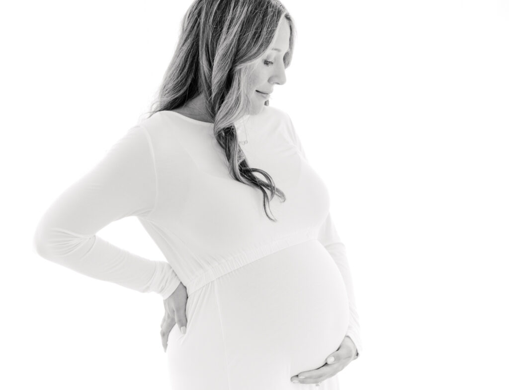 maternity black and white photograph