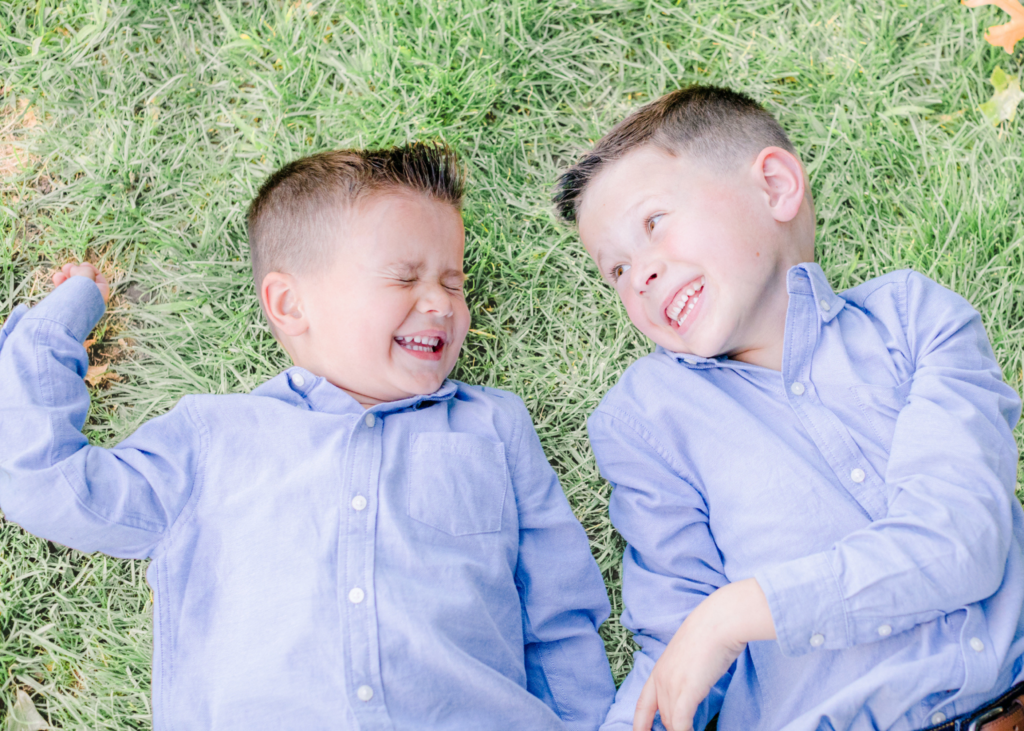 close up portrait of brothers laughing together