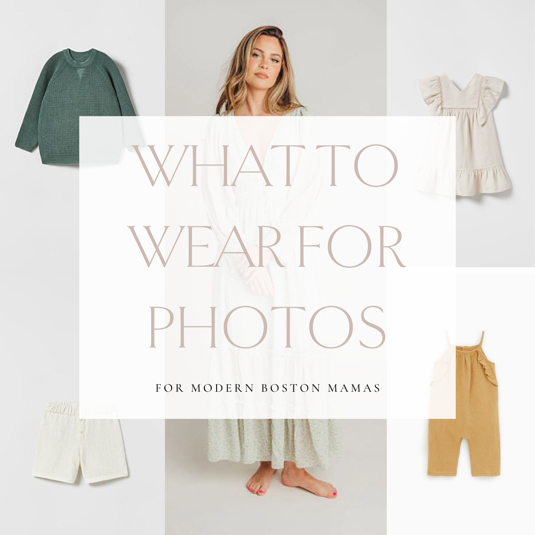 collage of images featuring outfits for photos