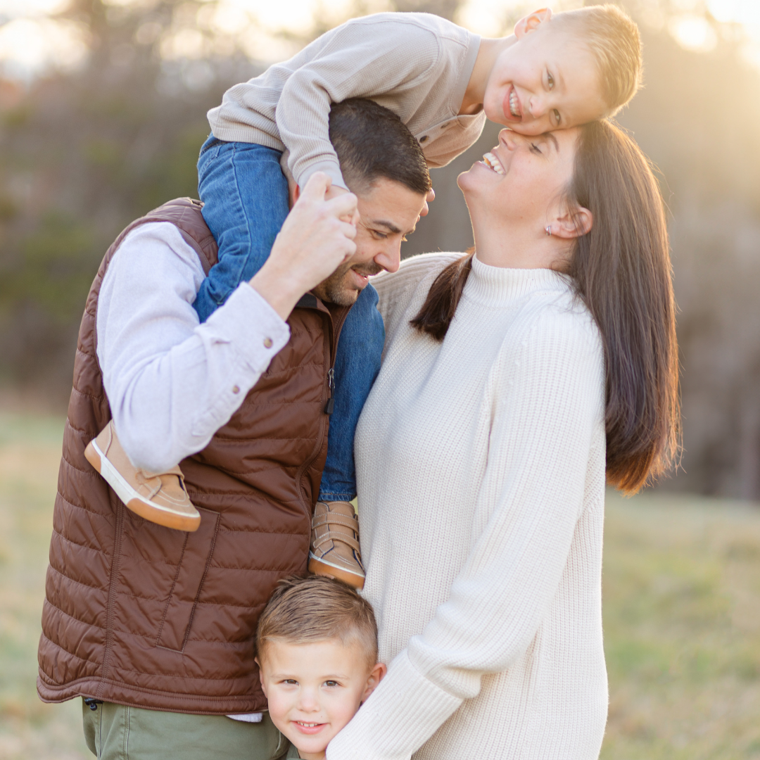 outdoor photo session in metrowest ma with young family of 4